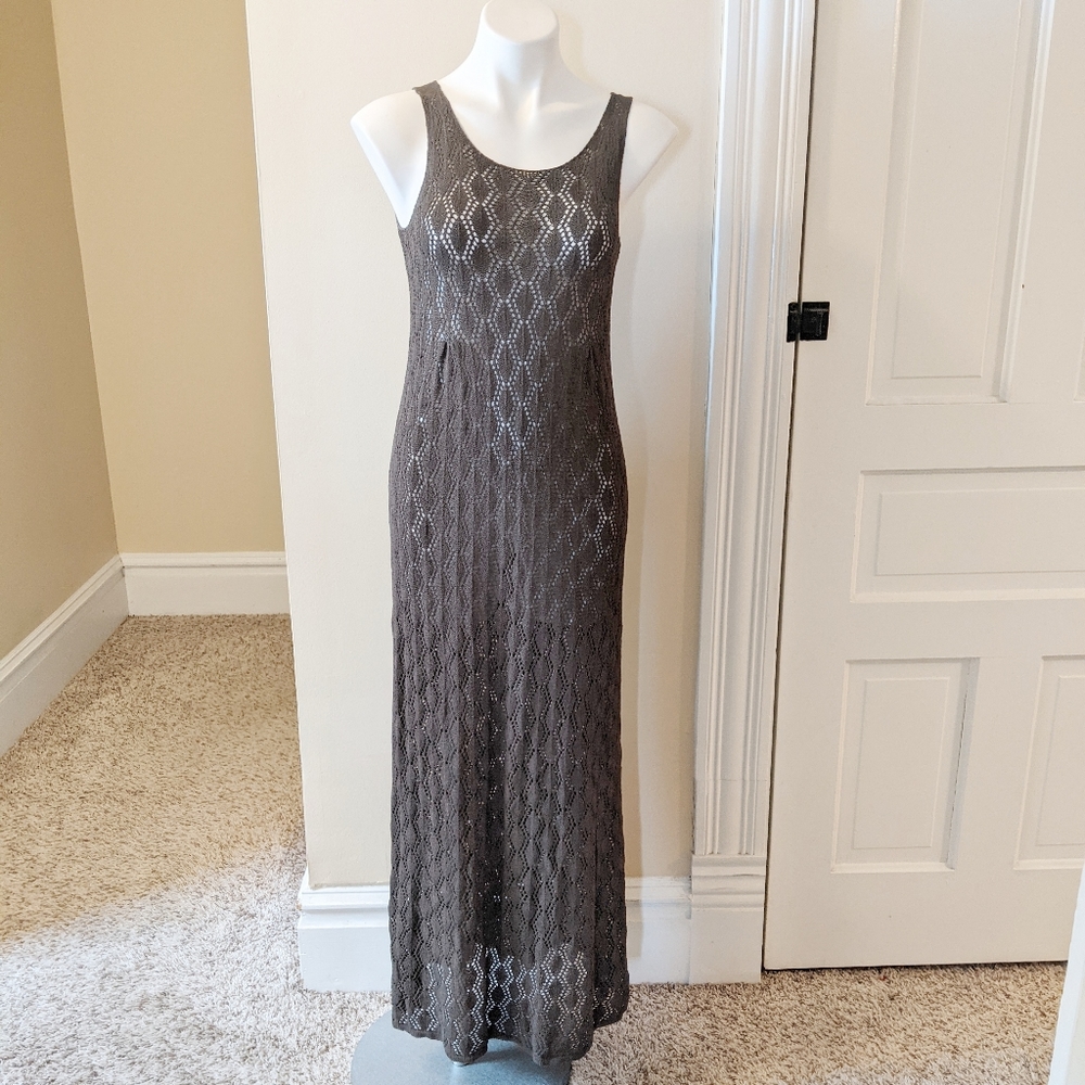 Margaret O'Leary green open knit swim cover up